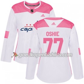 Washington Capitals T.J. Oshie 77 Adidas 2017-2018 Wit Oranje Fashion Authentic Shirt - Dames